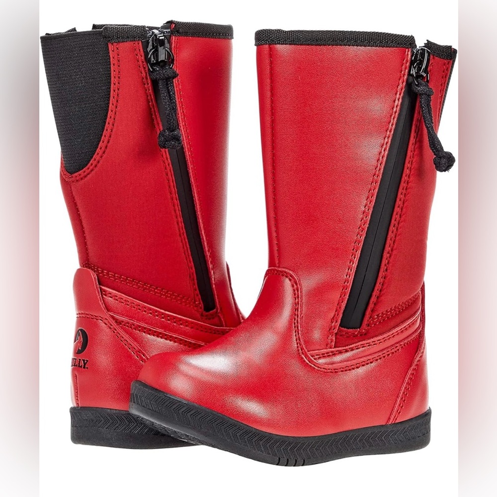New BillyFootwear Dual Zipper High Rain Boots - Red - Multiple sizes